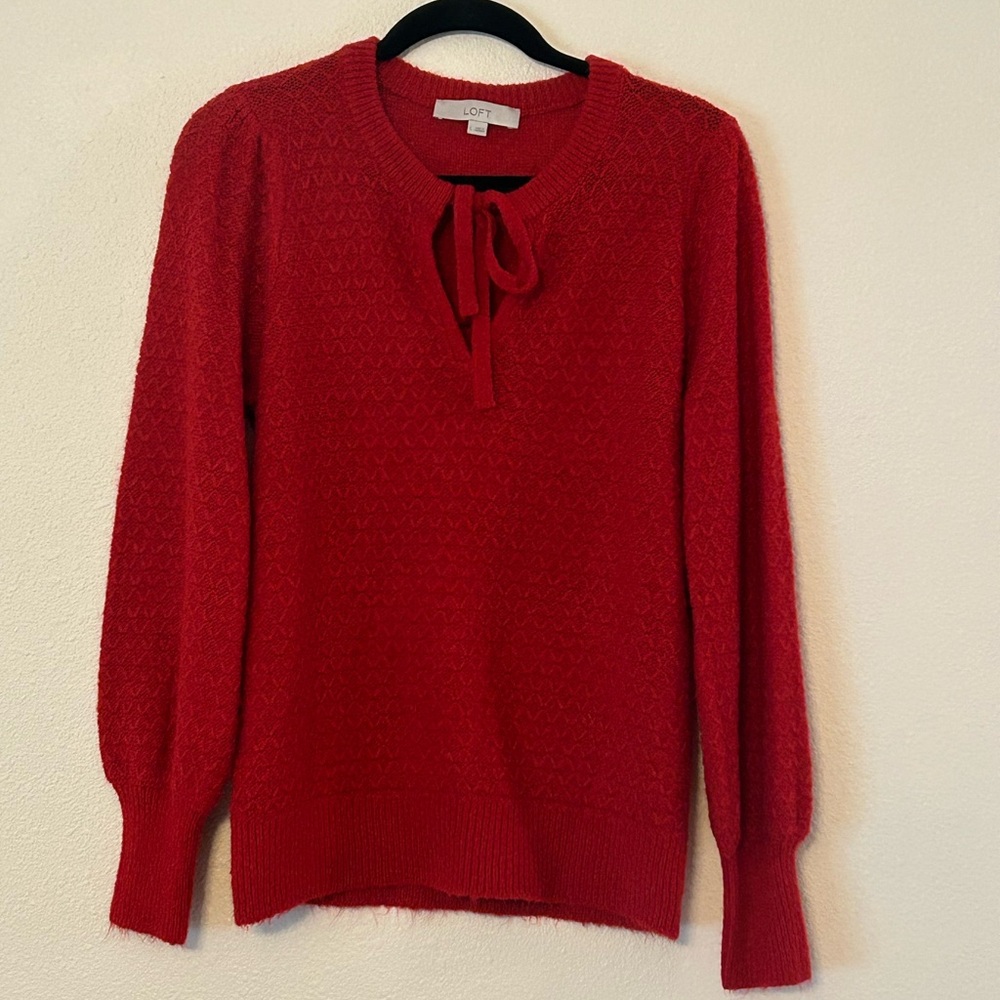Loft Red Keyhole Sweater